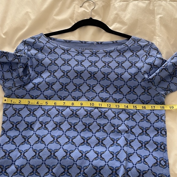 Talbots blue cotton pattern top - Picture 8 of 9